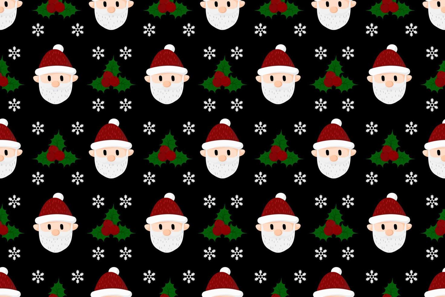 Christmas seamless pattern design. Santa,gift,deer,snowman,Christmas tree,Christmas leaves, vector illustrations background.
