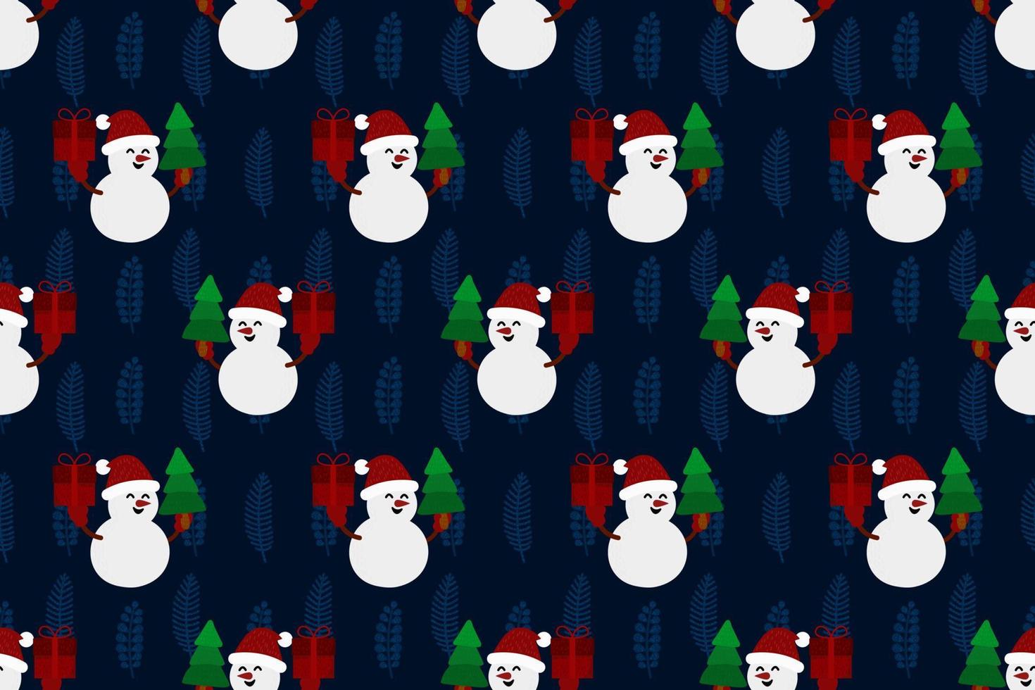 Christmas seamless pattern design. Santa,gift,deer,snowman,Christmas tree,Christmas leaves, vector illustrations background.