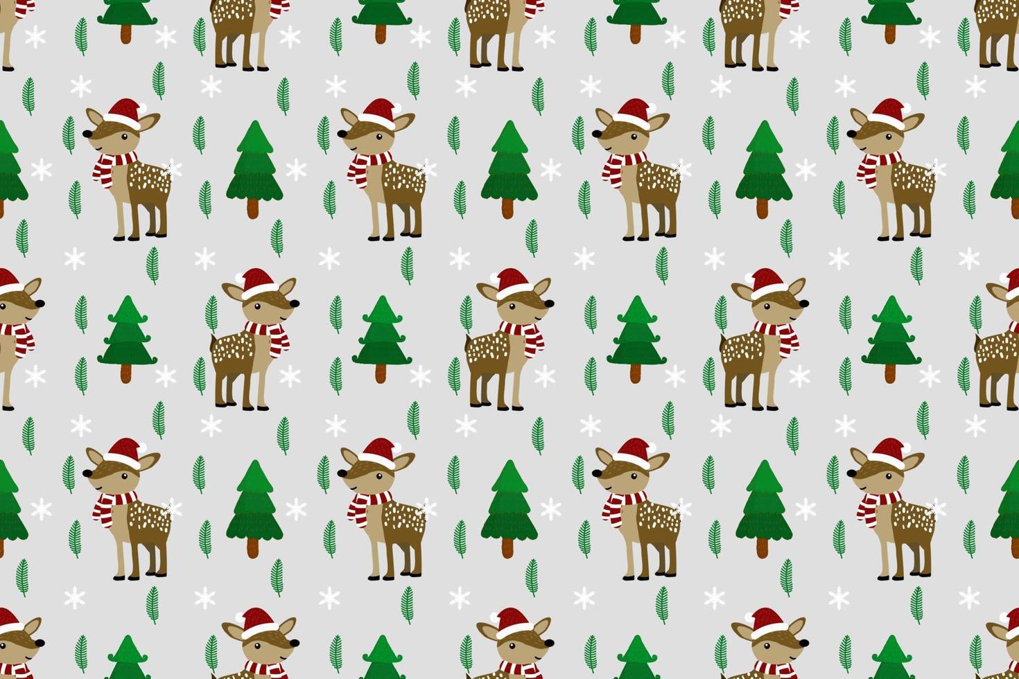 Christmas seamless pattern design. Santa,gift,deer,snowman,Christmas tree,Christmas leaves, vector illustrations background.