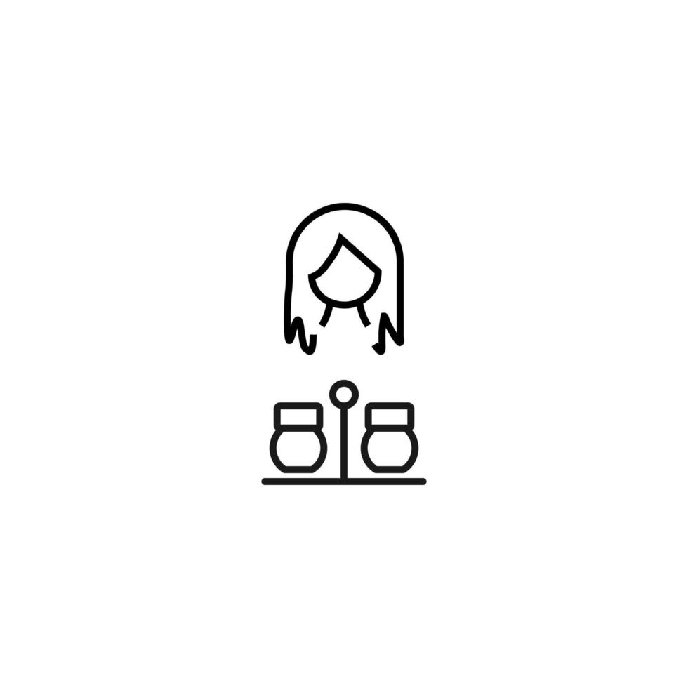 Profession, hobby, everyday life concept. Modern vector symbol suitable for shops, store, books, articles. Line icon of woman by salt and pepper