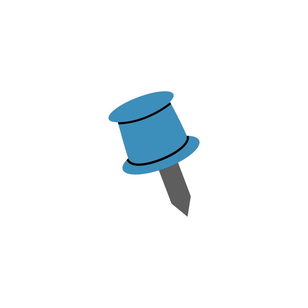 Blue push pin. Thumbtack, pushpin. Office supplies. Time to school. Children's cute stationery subjects. Back to school, science, college, education, study vector