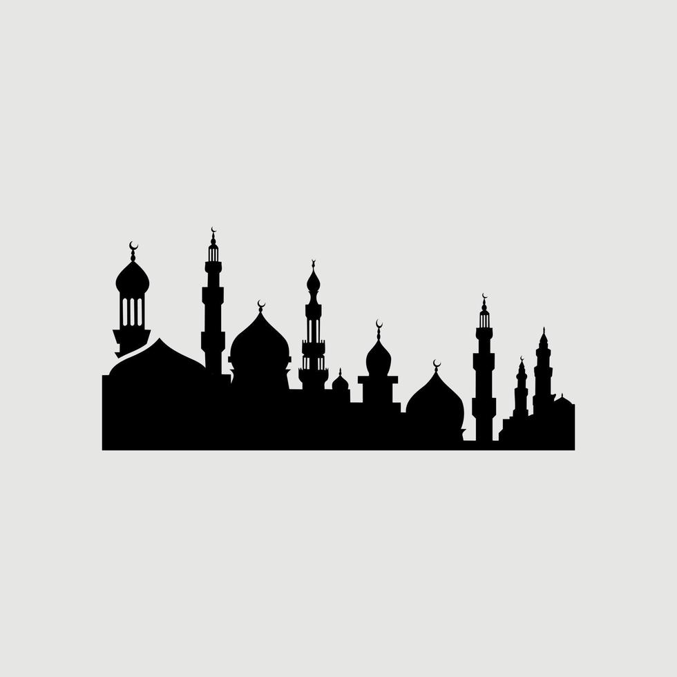 mosque silhouette in black and white vector