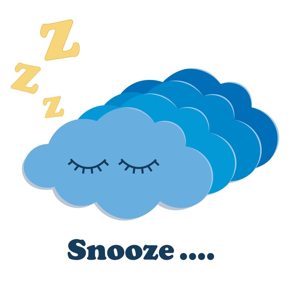 Snooze Sleeping Cloud Flat Vector Icon