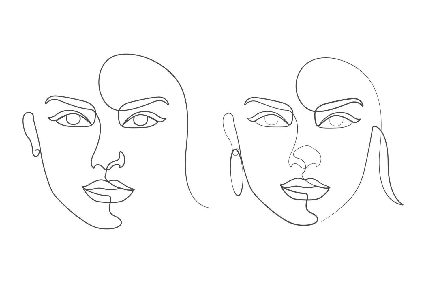 Female linear drawing elegant one line art style vector