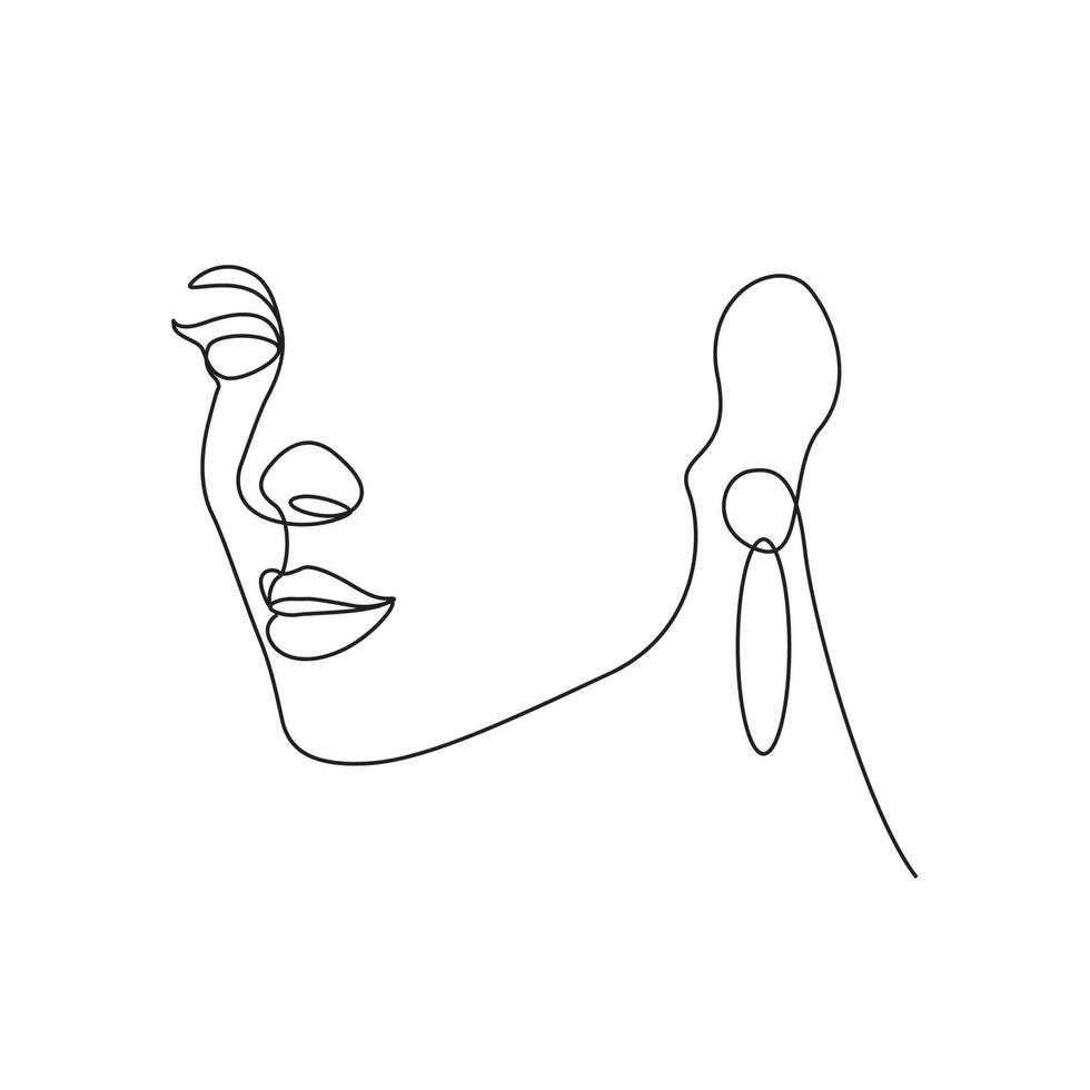 Woman linear drawing single line illustration vector