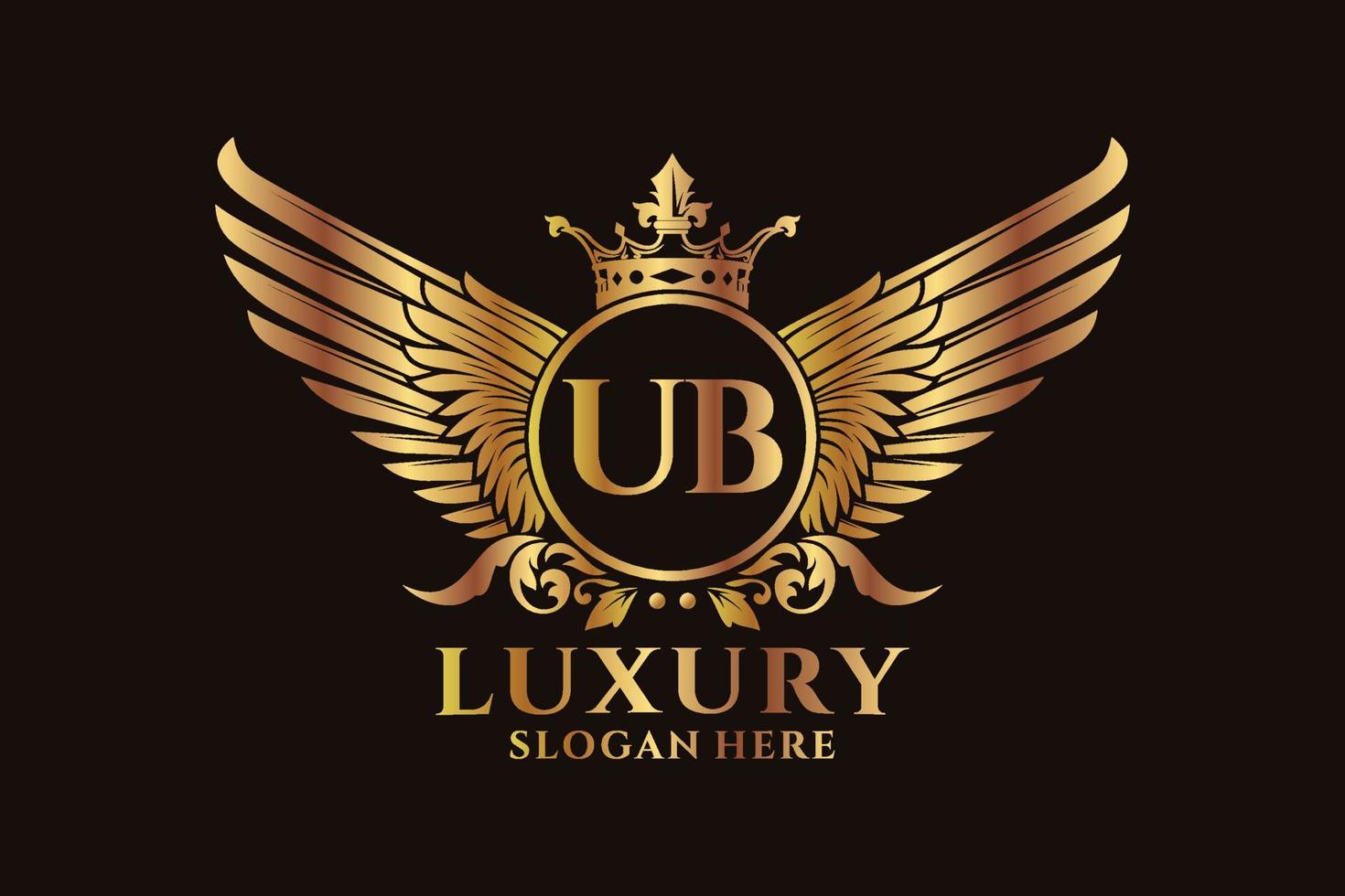 Luxury royal wing Letter UB crest Gold color Logo vector, Victory logo, crest logo, wing logo, vector logo template.