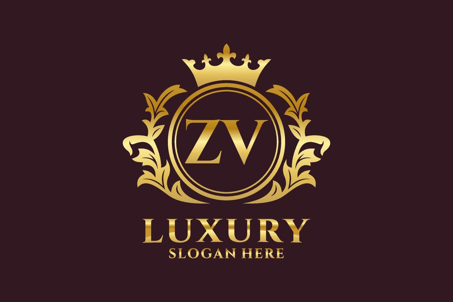 Initial ZV Letter Royal Luxury Logo template in vector art for luxurious branding projects and other vector illustration.