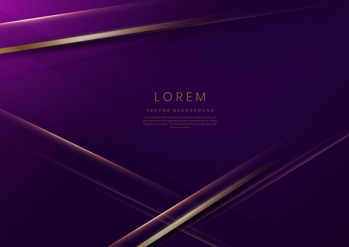 líneas doradas elegantes abstractas diagonales sobre fondo púrpura. estilo de lujo con espacio para copiar texto. vector