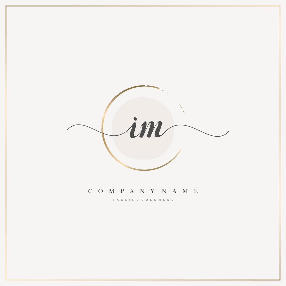 IM Initial Letter handwriting logo hand drawn template vector, logo for beauty, cosmetics, wedding, fashion and business vector