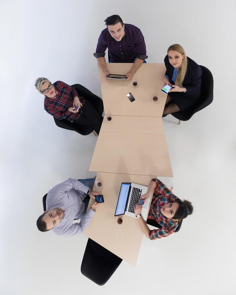 aerial view of business people group on meeting photo
