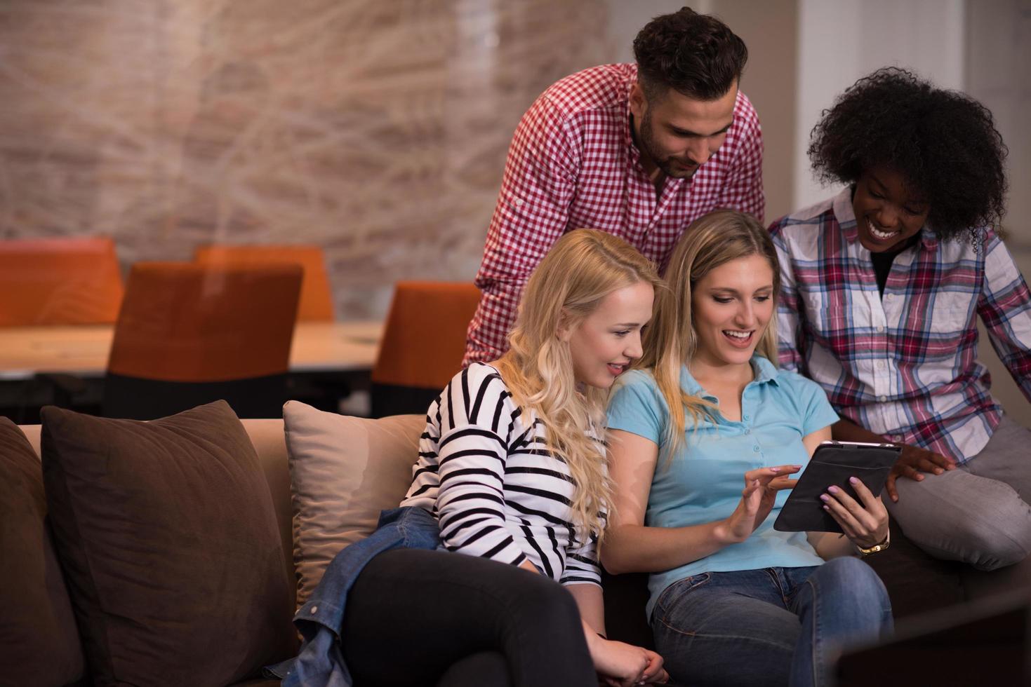 Multiethnic startup business team on meeting photo