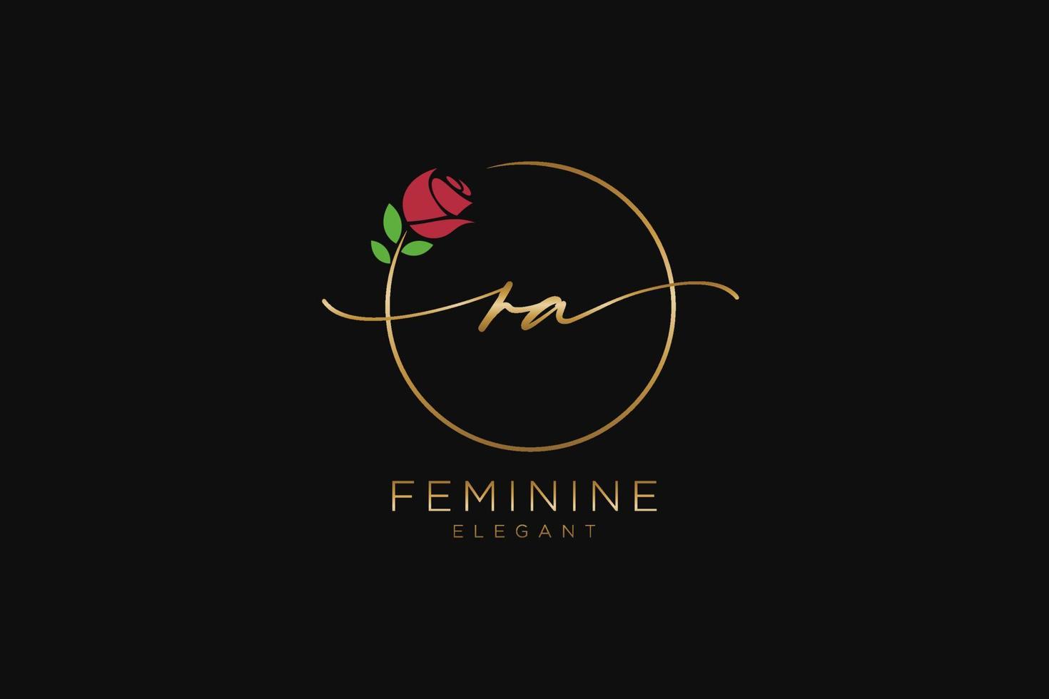 initial RA Feminine logo beauty monogram and elegant logo design, handwriting logo of initial signature, wedding, fashion, floral and botanical with creative template. vector