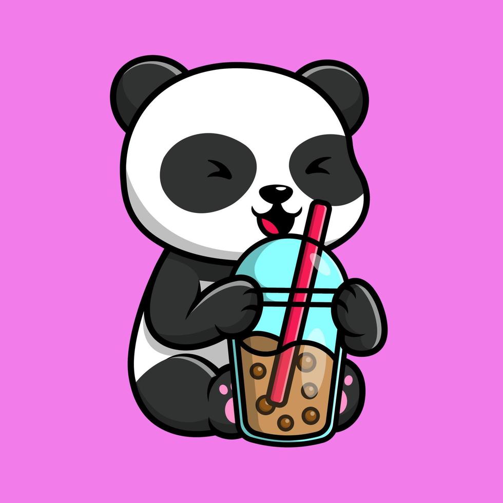 lindo panda bebida boba leche té dibujos animados vector iconos ilustración. concepto de caricatura plana. adecuado para cualquier proyecto creativo.