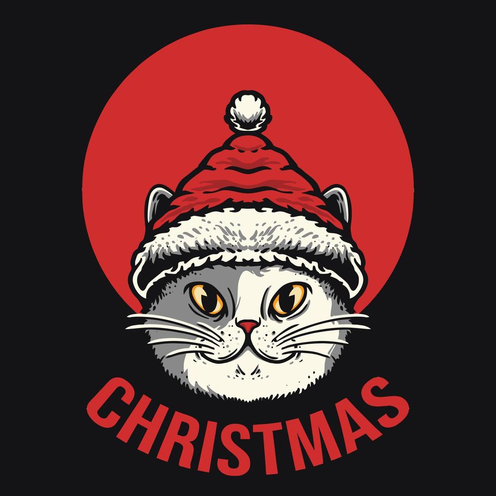 linda ilustración de vector de gato de navidad