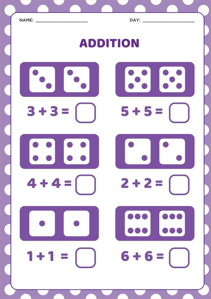 Addition with dice. vector