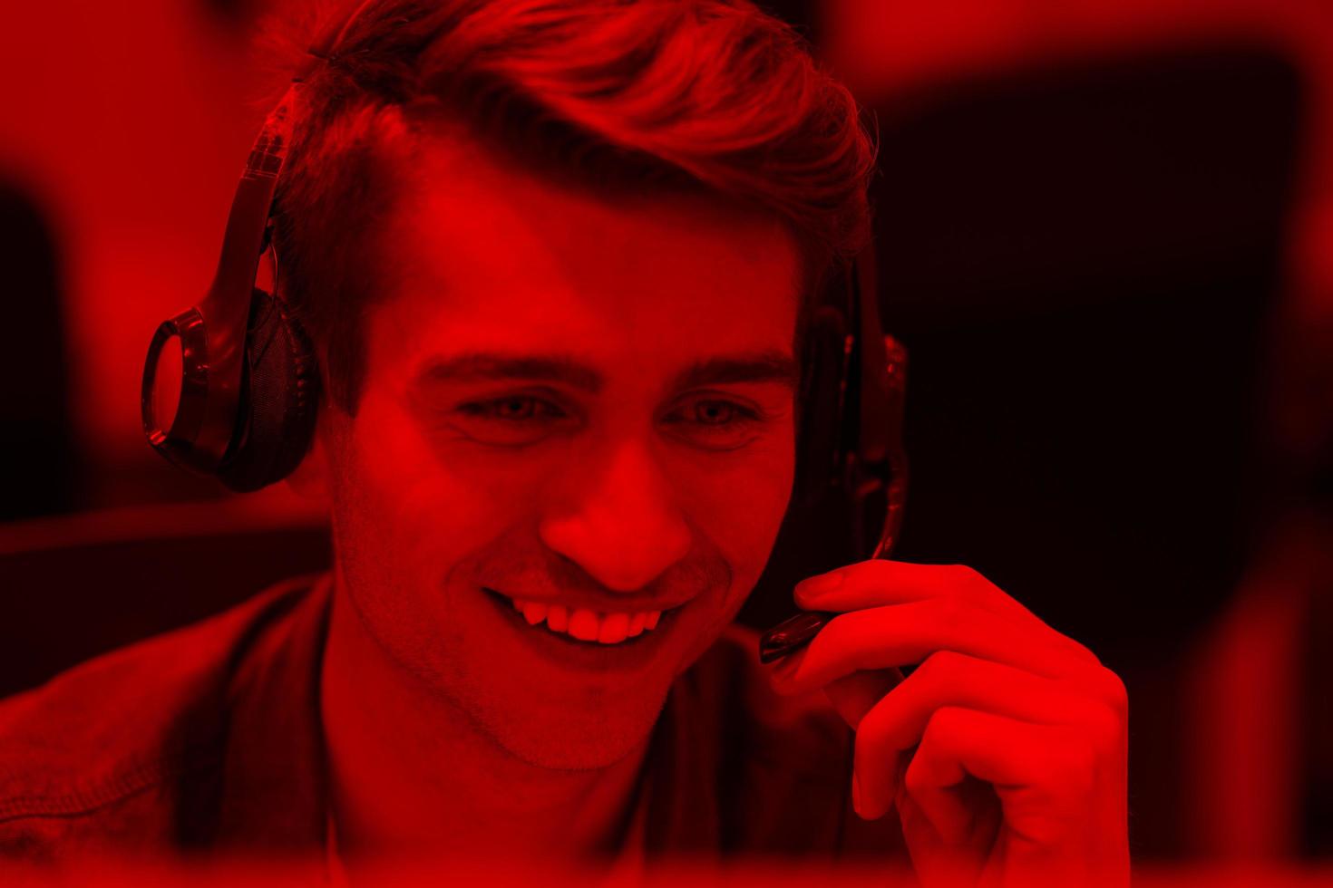 male call centre operator doing his job photo