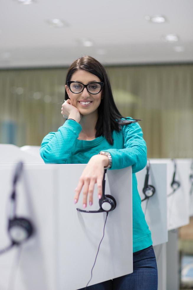 female call centre operator doing her job photo