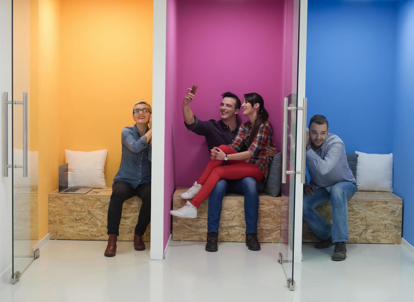 group of business people in creative working  space photo