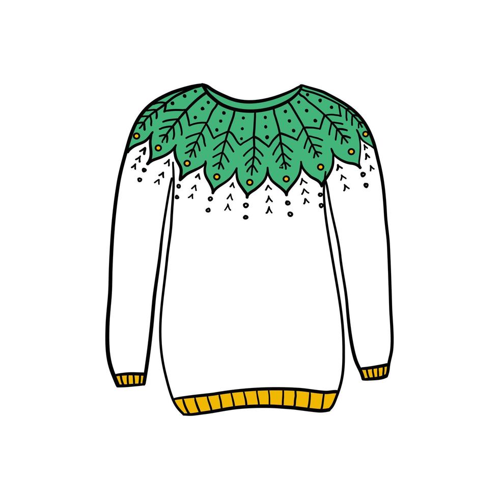 lindo jersey de punto de lopapeysa. Ilustración de vector de estilo de fideos de ropa de lana caliente.