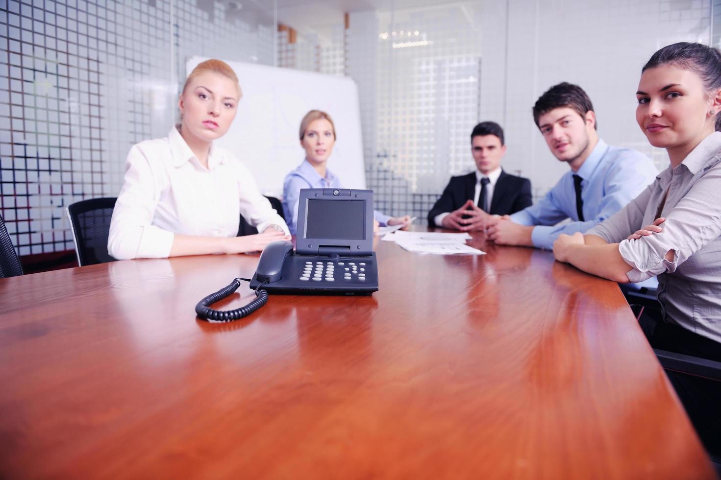 business people in a video meeting photo