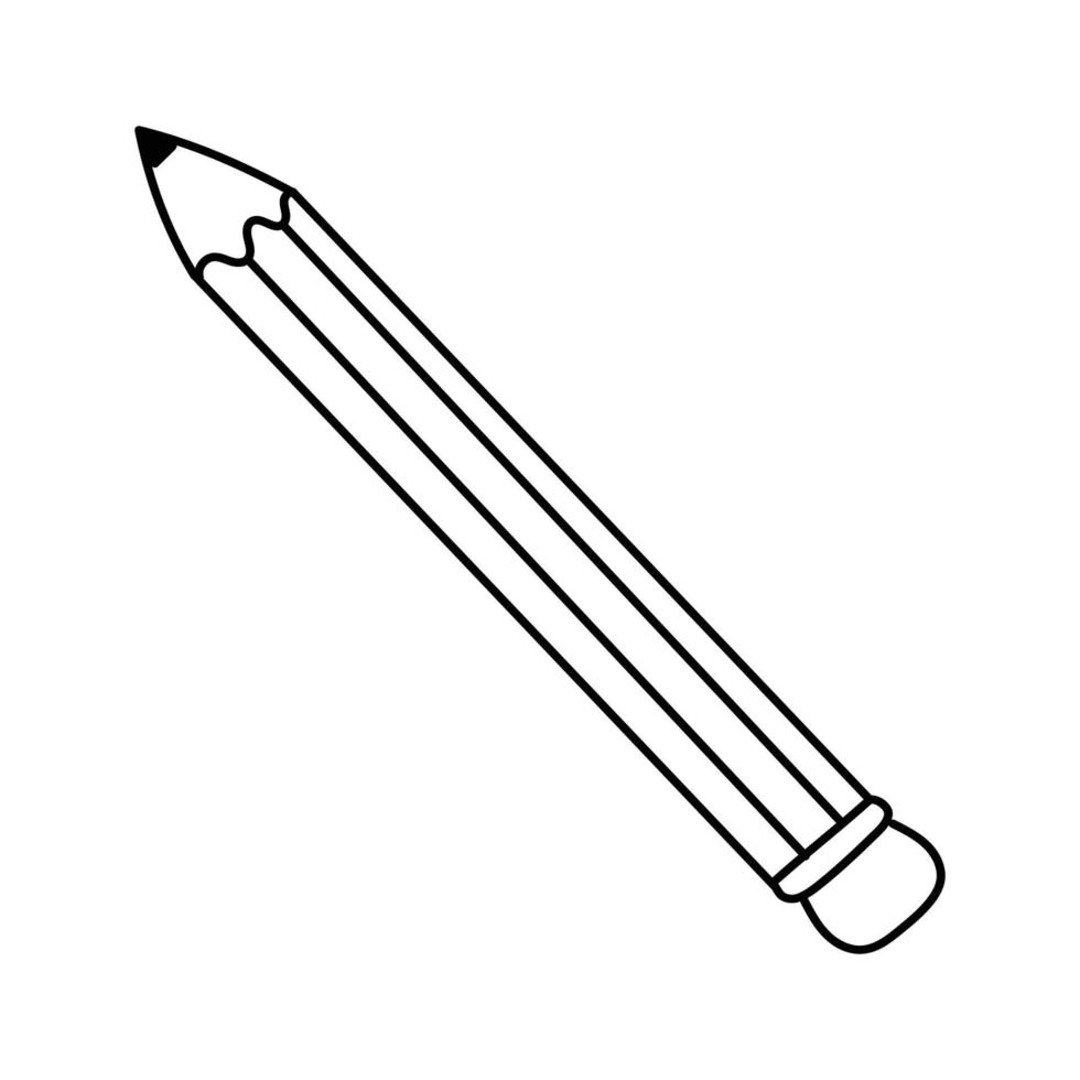 Hand drawn vector illustration of pencil with eraser.