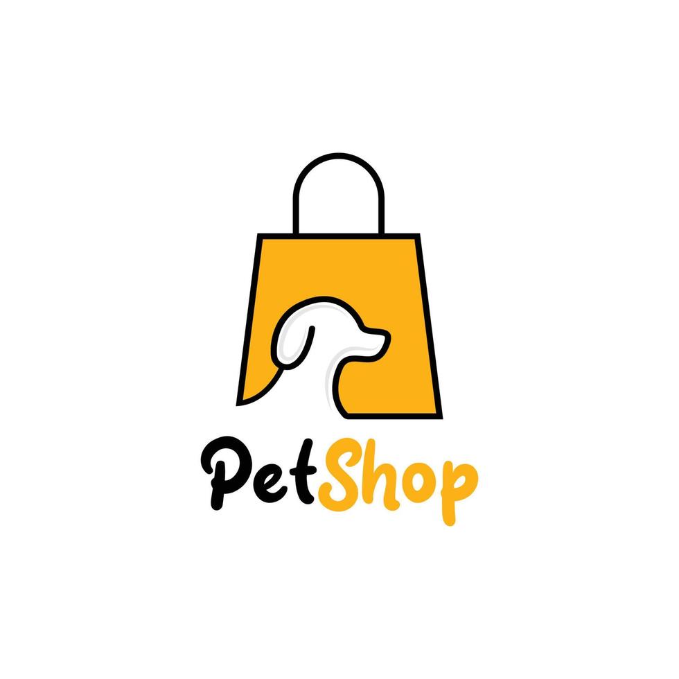 plantilla de diseño de logotipo de vector de tienda de mascotas, logotipo de compras, símbolo en bolsa de compras para tienda en línea, diseño de logotipo de mascotas adecuado para tienda de mascotas.