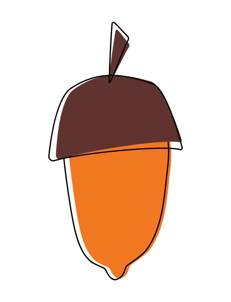 vector dibujado a mano otoño doodle bellota, nuez de roble, semilla. ilustración de estilo escandinavo. boceto botánico de otoño. arte minimalista moderno. para póster, diseño web