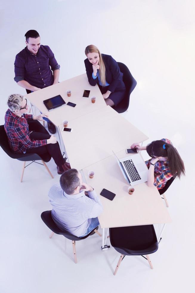 aerial view of business people group on meeting photo