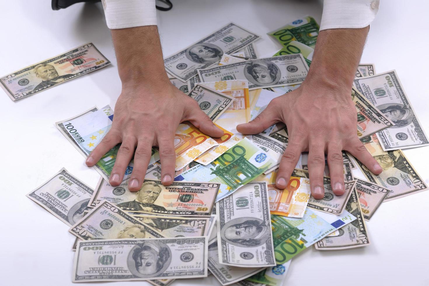 Business man holding money photo