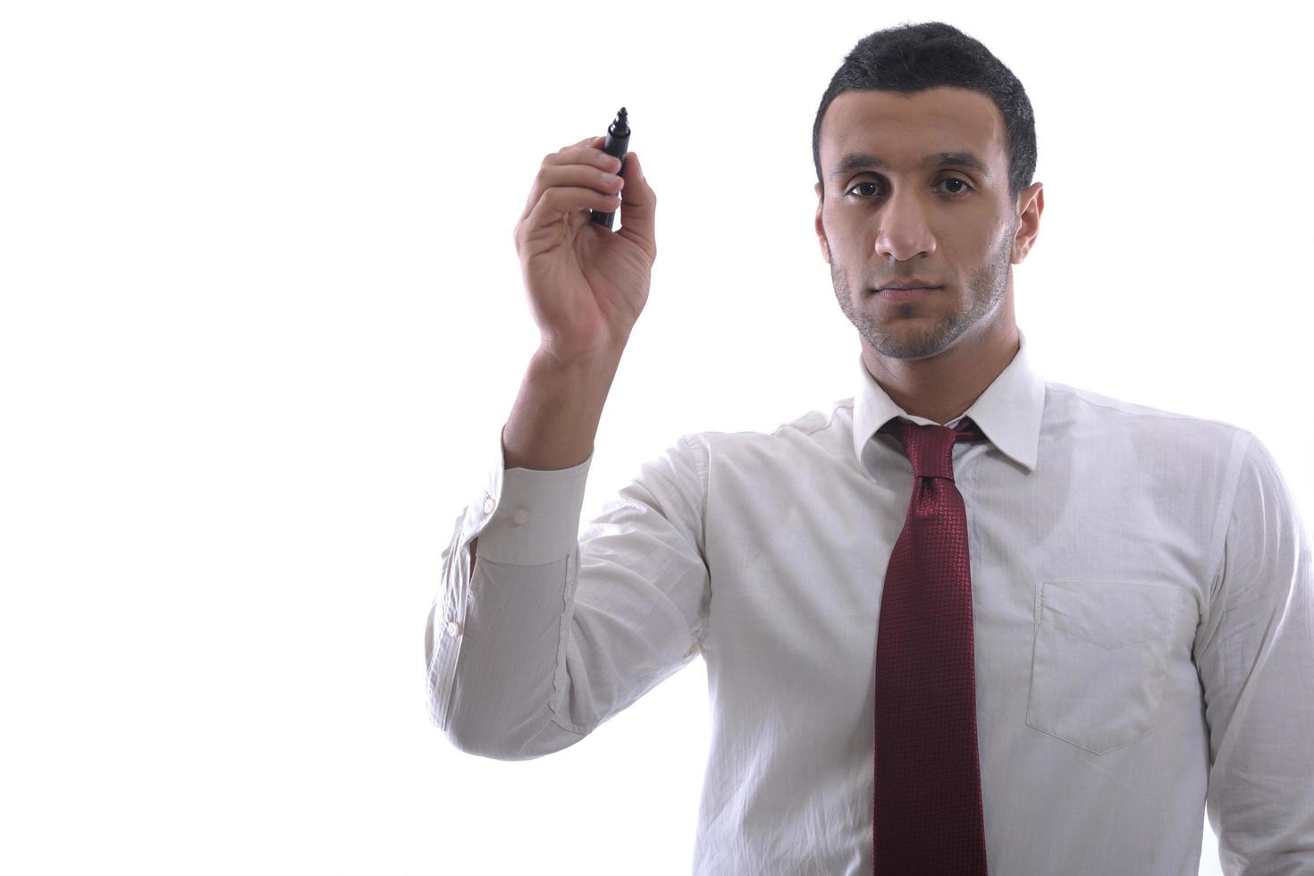 business man draw with marker on empty space photo
