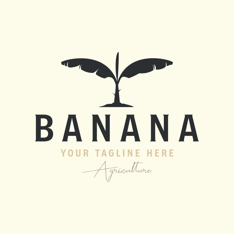 vector banana tree with vintage style logo template icon illustration design