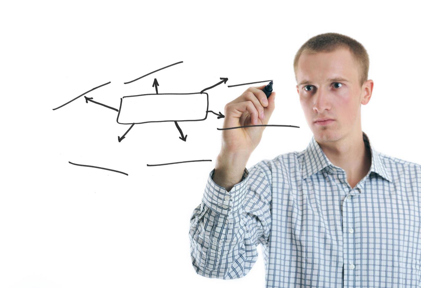 business man draw  chart with marker photo