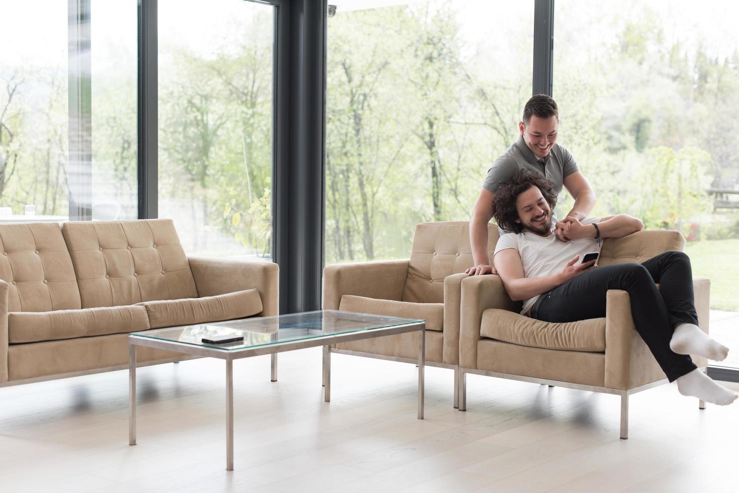Gay Couple Love Home Concept photo