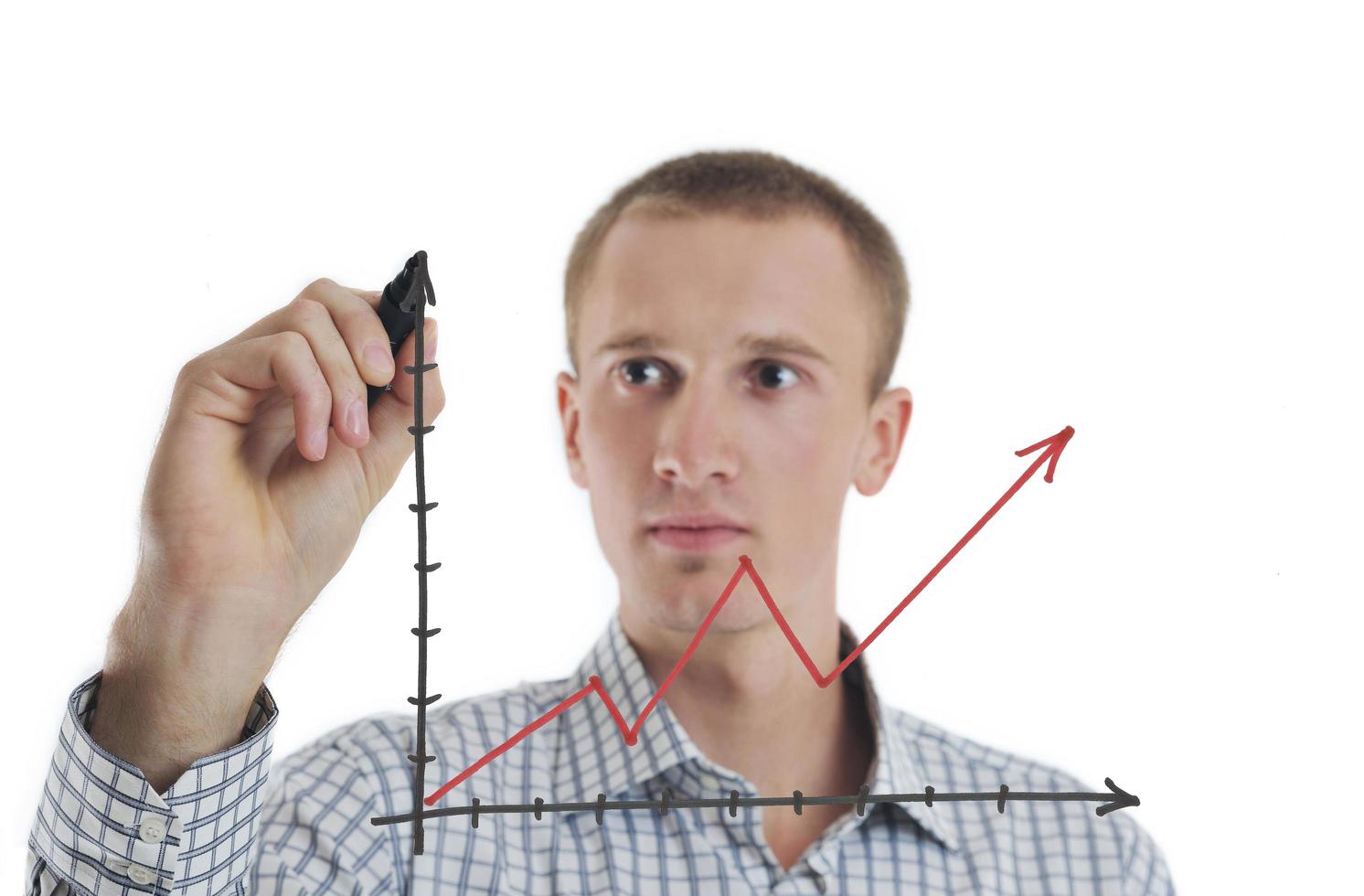 business man draw line chart photo