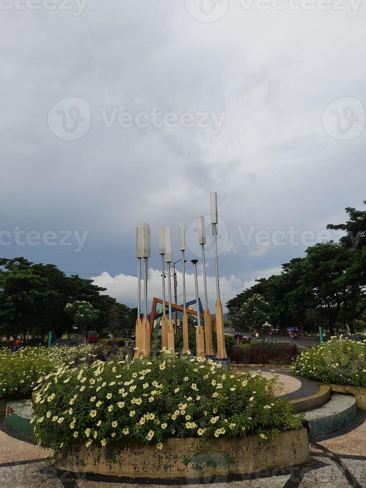 cloudy morning atmosphere in a park on the island of Lombok photo