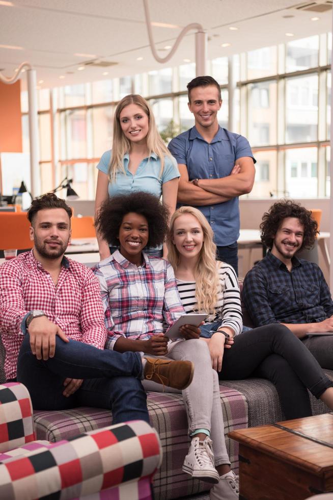 Multiethnic startup business team on meeting photo