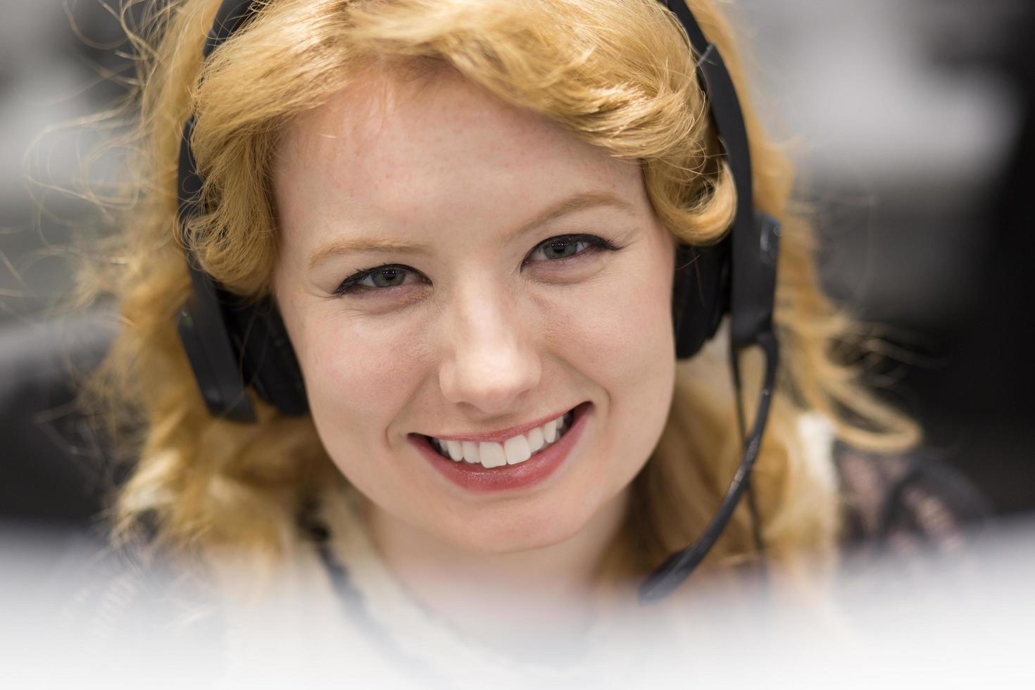 female call centre operator doing her job photo