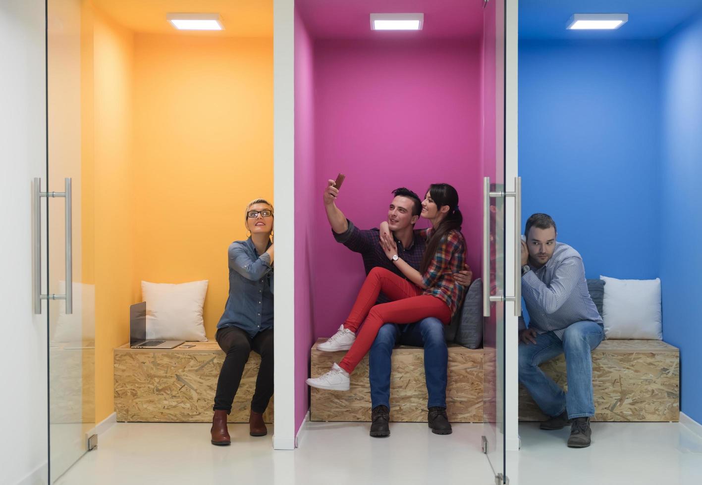 group of business people in creative working  space photo