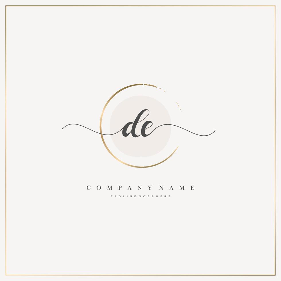 DE Initial Letter handwriting logo hand drawn template vector, logo for beauty, cosmetics, wedding, fashion and business vector