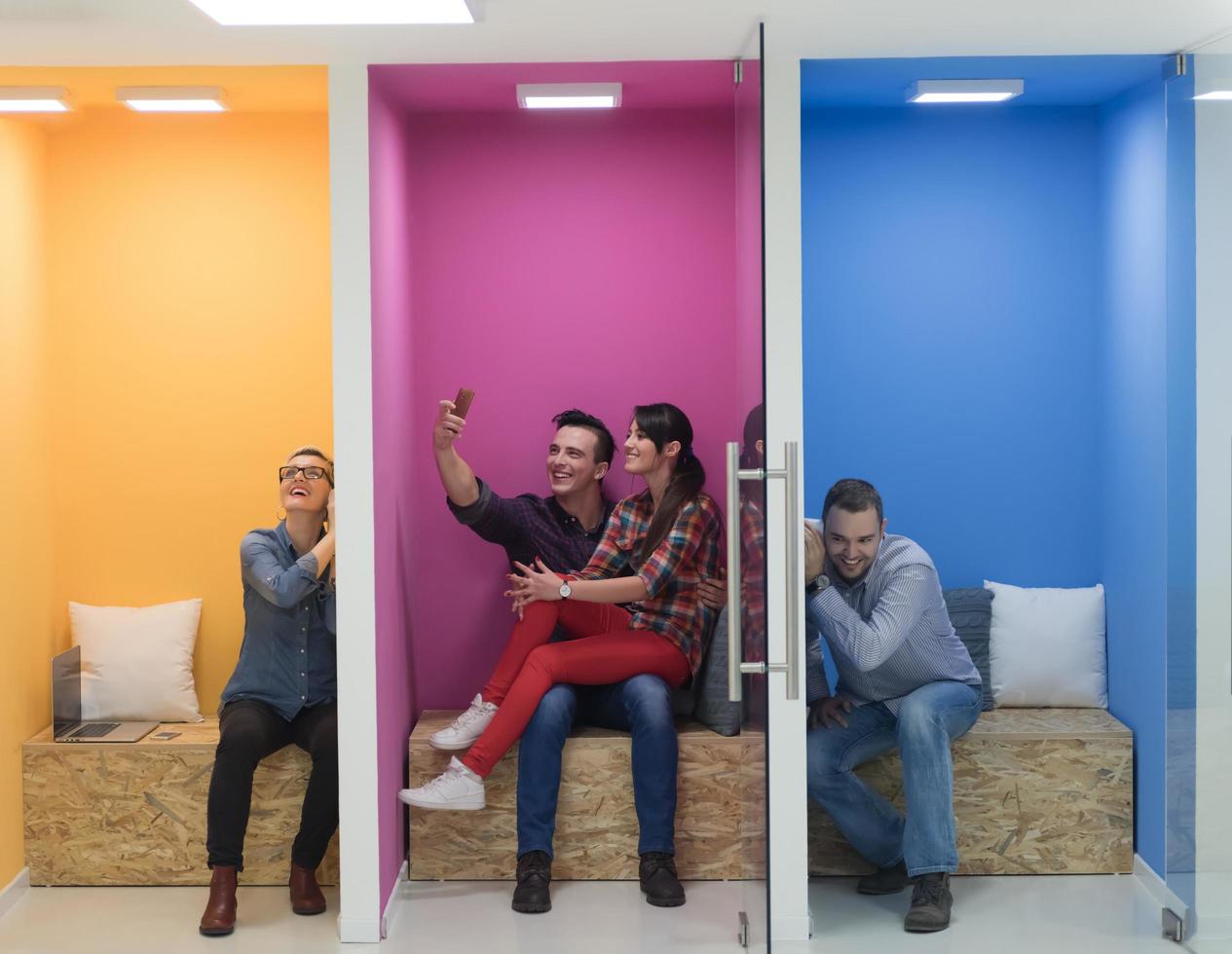 group of business people in creative working  space photo