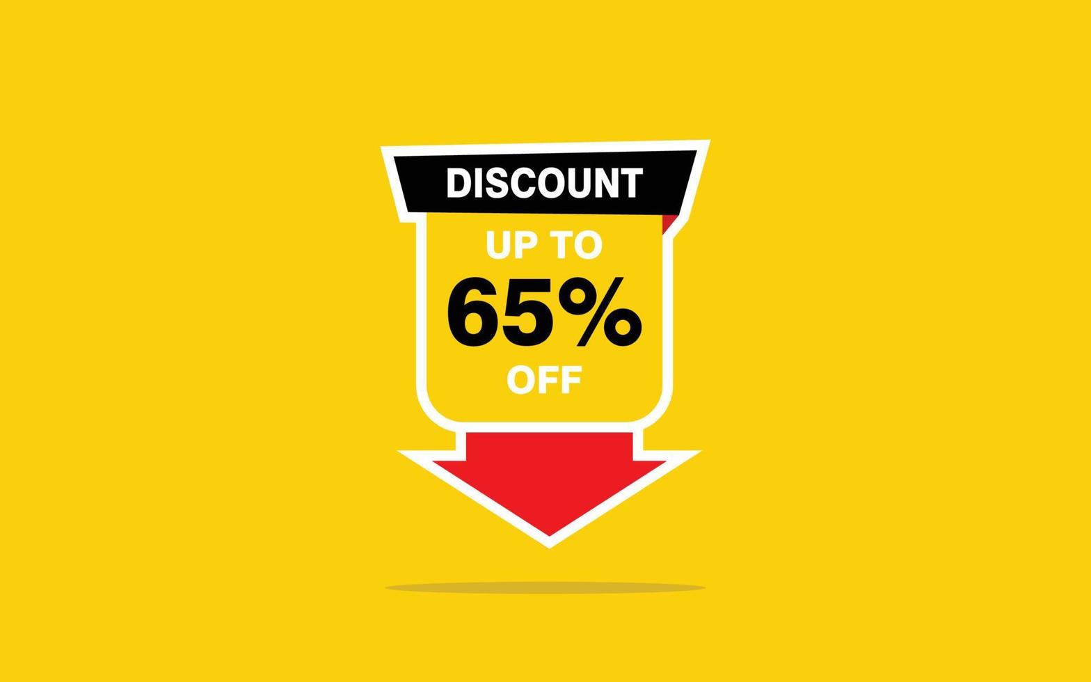 65 Percent discount offer, clearance, promotion banner layout with sticker style. vector