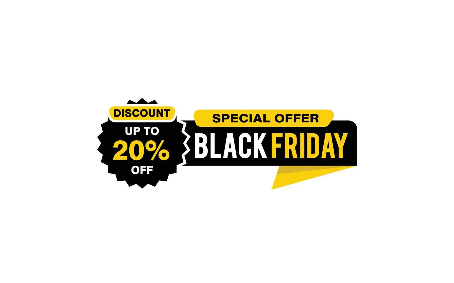 20 Percent discount black friday offer, clearance, promotion banner layout with sticker style. vector