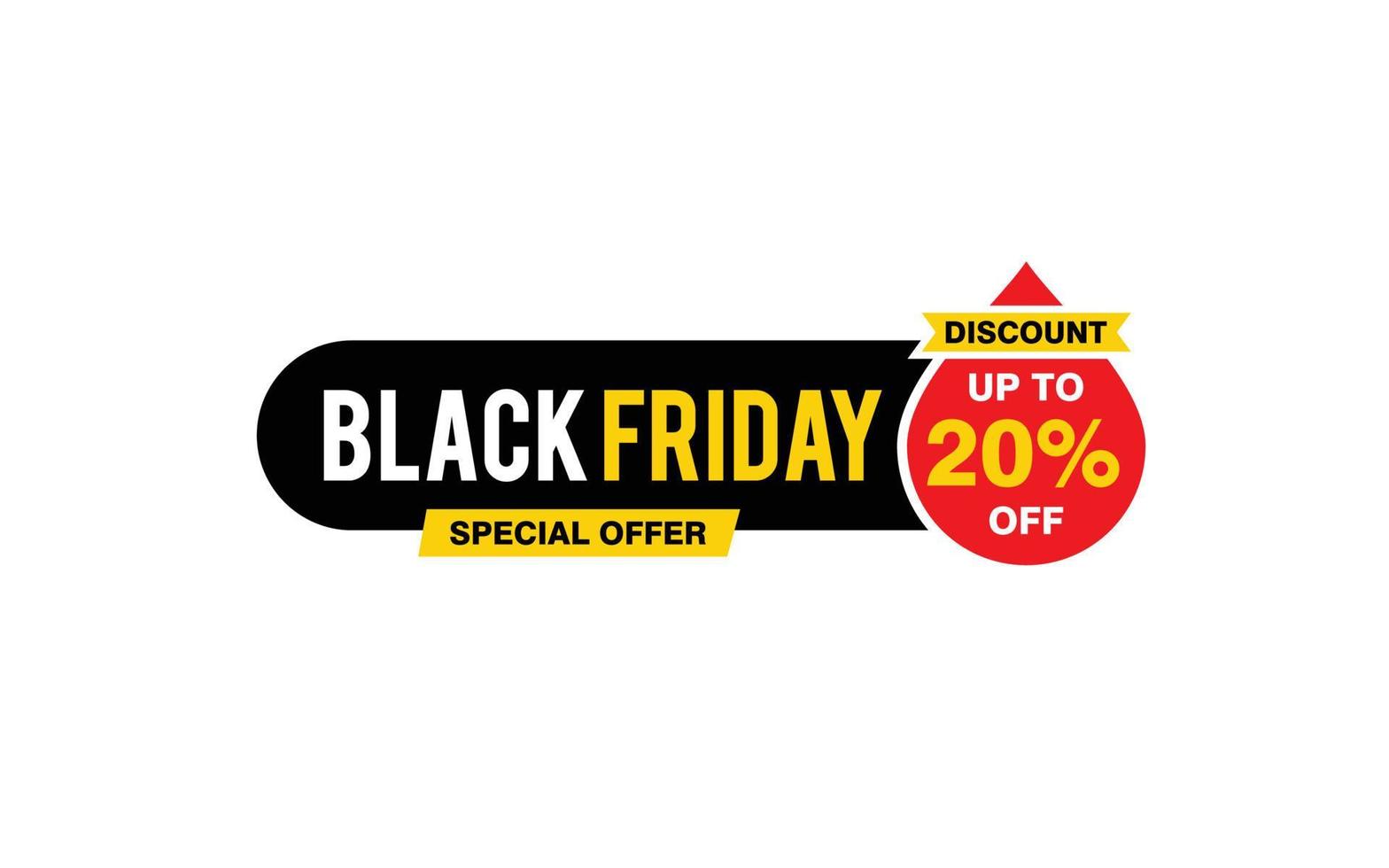 20 Percent discount black friday offer, clearance, promotion banner layout with sticker style