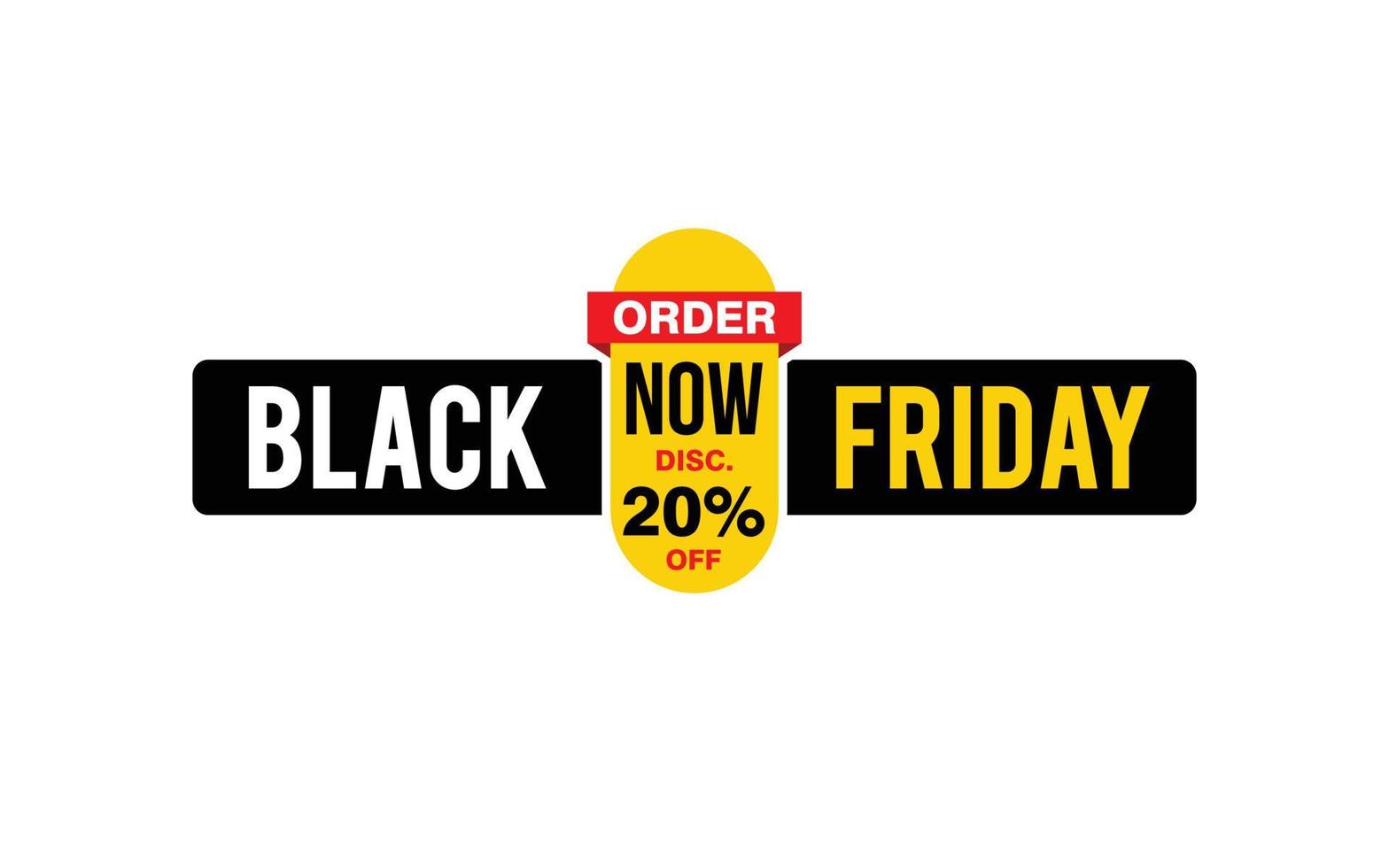 20 Percent discount black friday offer, clearance, promotion banner layout with sticker style