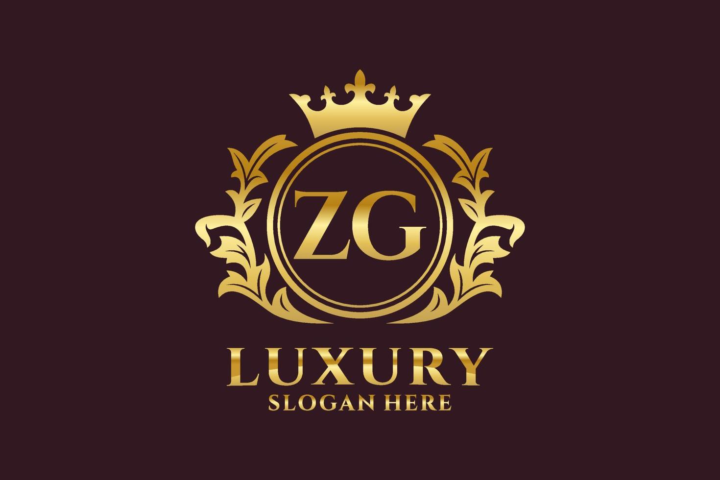 Initial ZG Letter Royal Luxury Logo template in vector art for luxurious branding projects and other vector illustration.