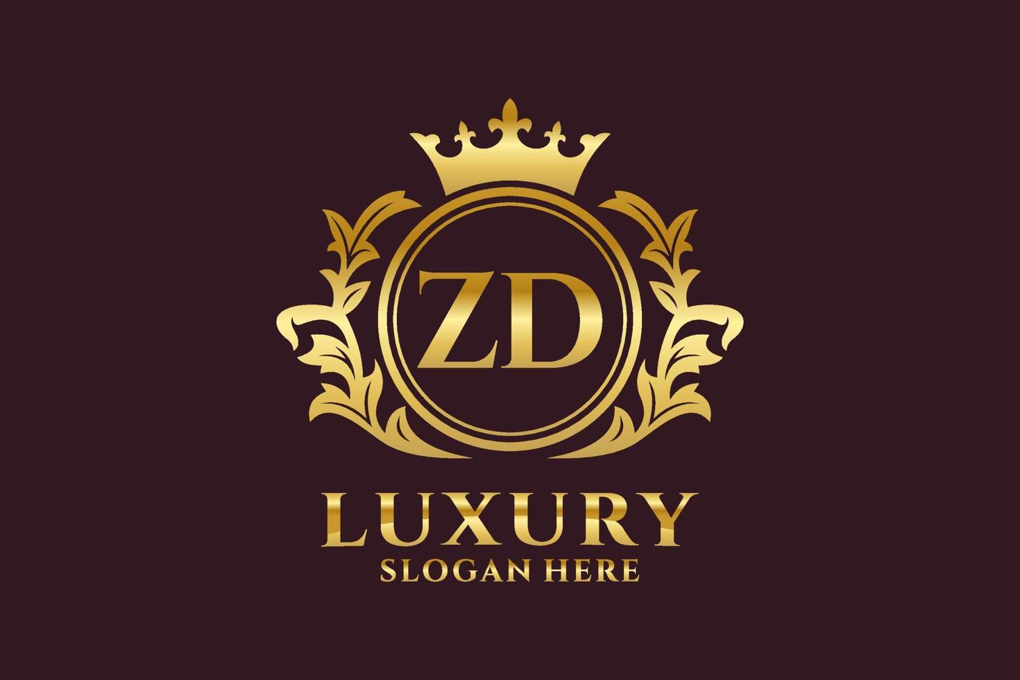 Initial ZD Letter Royal Luxury Logo template in vector art for luxurious branding projects and other vector illustration.