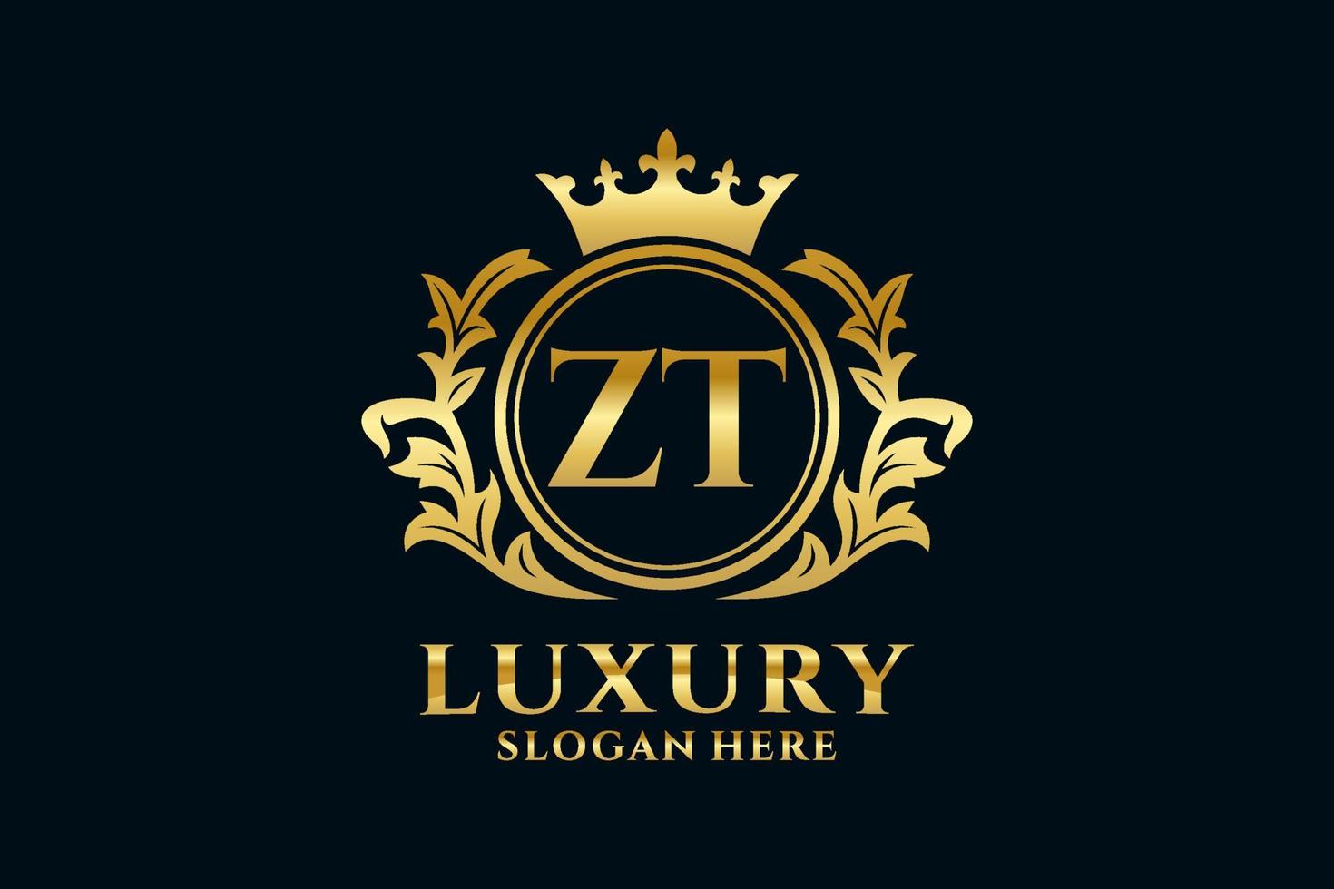 Initial ZT Letter Royal Luxury Logo template in vector art for luxurious branding projects and other vector illustration.