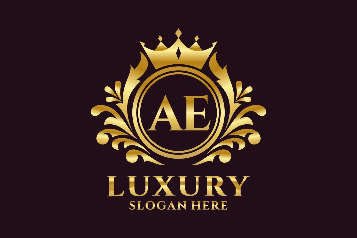 Initial AE Letter Royal Luxury Logo template in vector art for luxurious branding projects and other vector illustration.