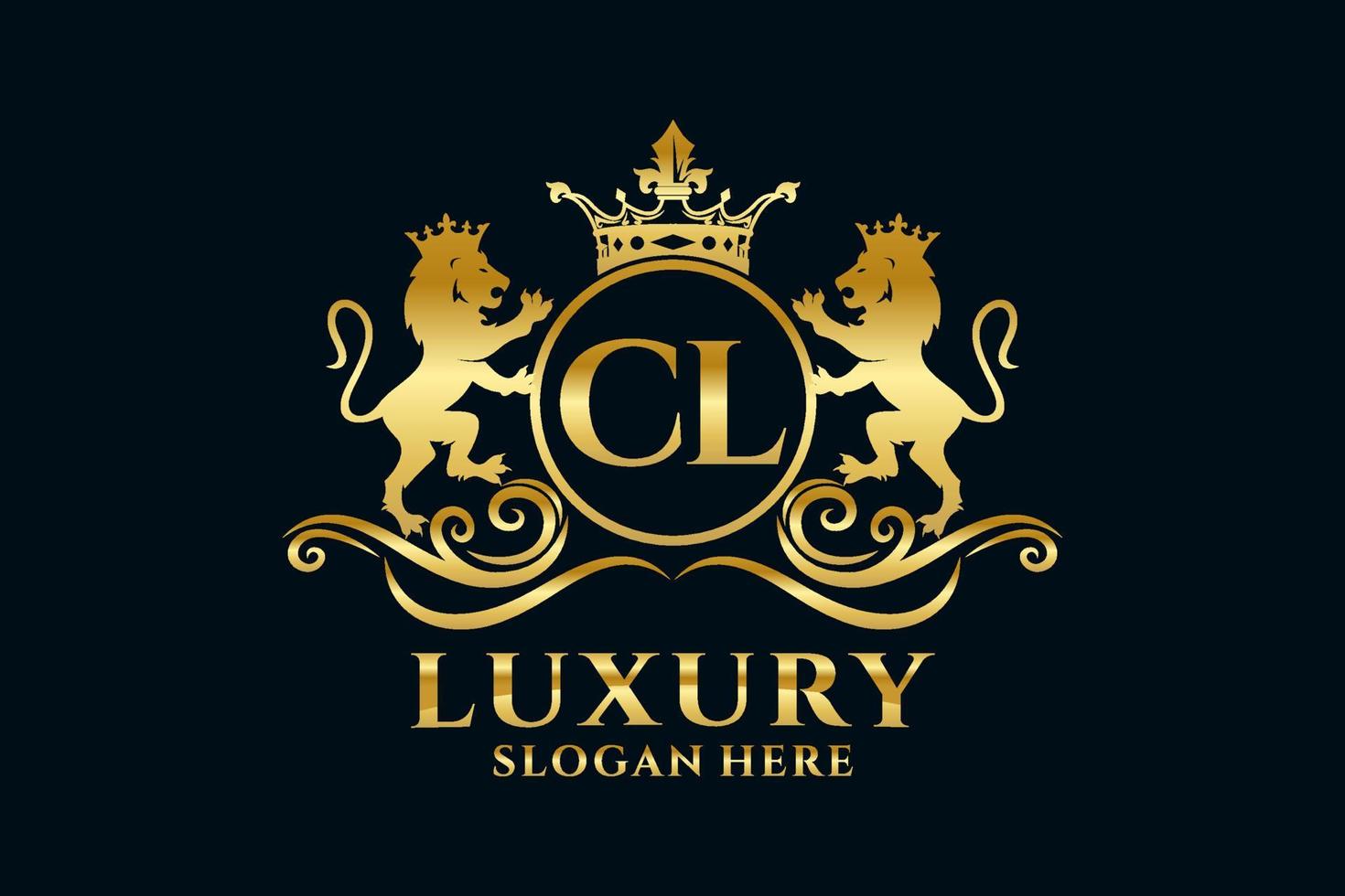 Initial CL Letter Lion Royal Luxury Logo template in vector art for luxurious branding projects and other vector illustration.