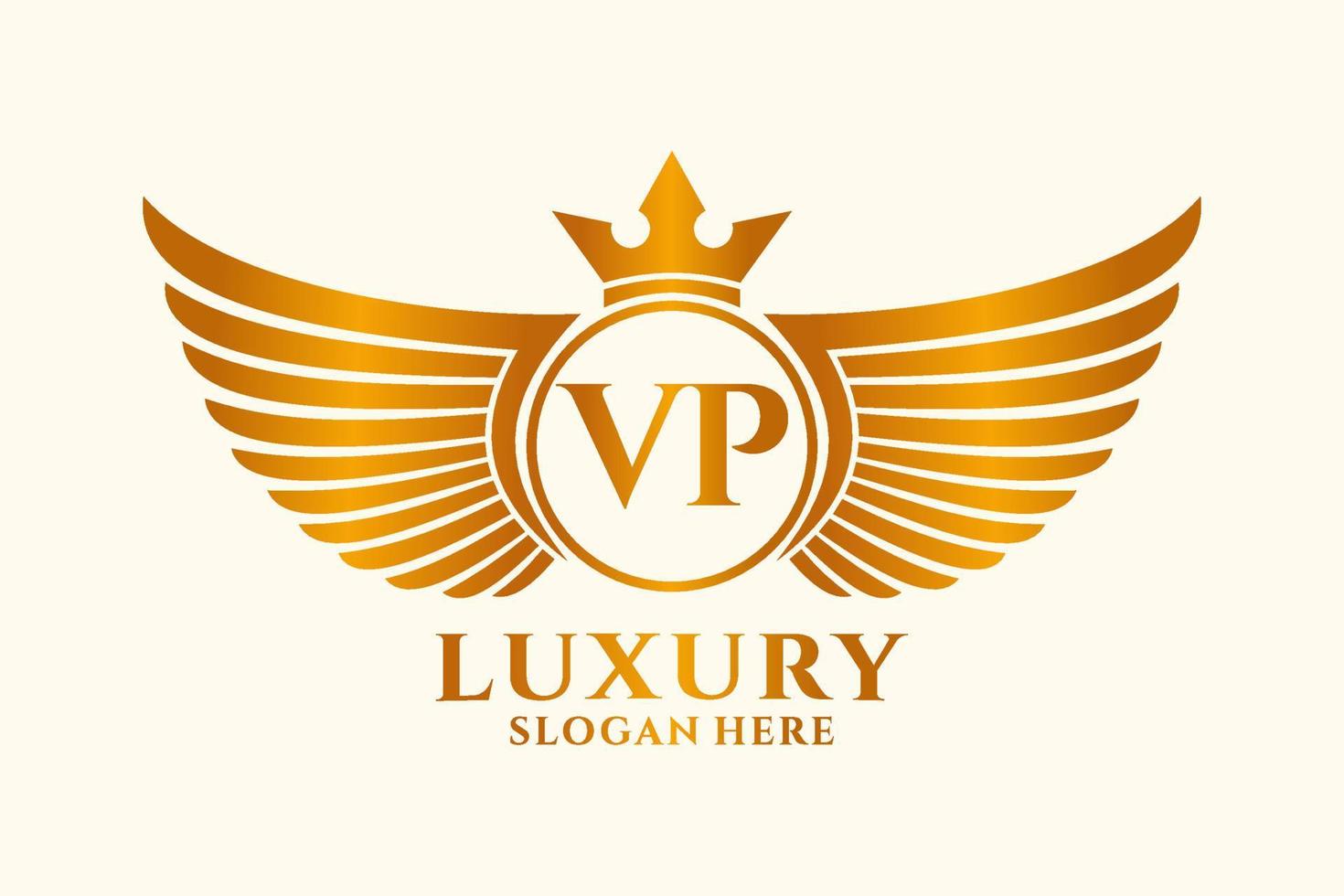 Luxury royal wing Letter VP crest Gold color Logo vector, Victory logo, crest logo, wing logo, vector logo template.
